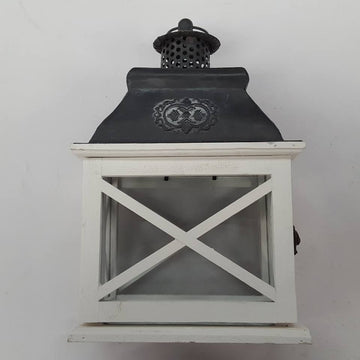 Lanterne bois blanc 20cm