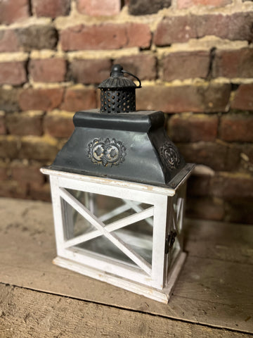 Lanterne bois blanc 20cm
