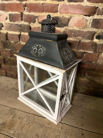 Lanterne bois blanc 40cm